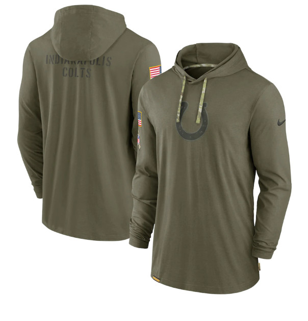 Indianapolis Colts 2022 Olive Salute To Service Tonal Pullover Hoodie